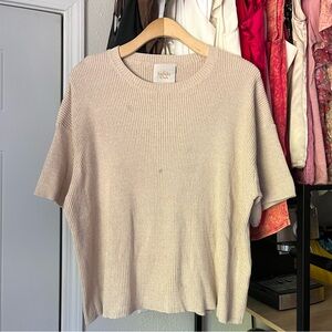 THE LULLABY CLUB dusty pink‎ blush peach rib knit stretchy boxy oversized tshirt